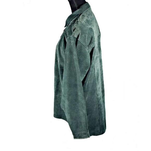 Wanted by Outlaws VTG Button Up Green Suede Shirt Jacket Women's M - Picture 7 of 8